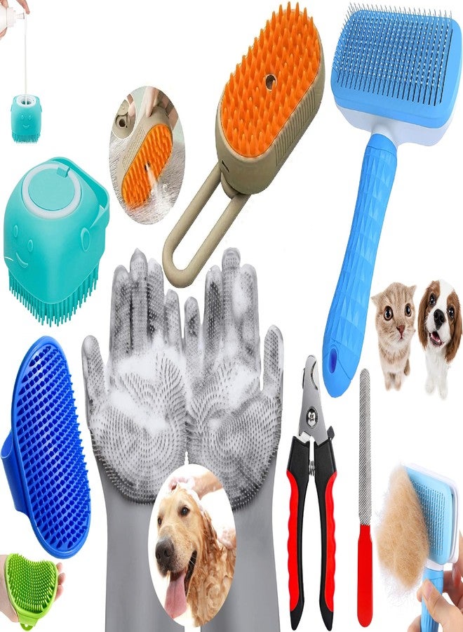 Style Keepers 6-in-1 Pet Grooming Combo for Dogs & Cats | Bathing Brush, Silicone Shampoo Dispenser, Deshedding Glove, Slicker Brush, Nail Clipper & File | Complete Pet Cleaning, Bathing & Shedding Care Kit - Image 1
